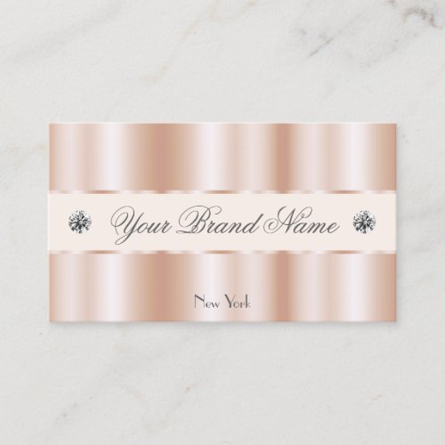 Luxury Rose Gold Sparkle Jewels Stylish Luxe Glam Business Card