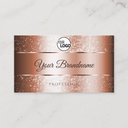 Luxury Rose Gold Sparkly Glitter Initials and Logo Business Card