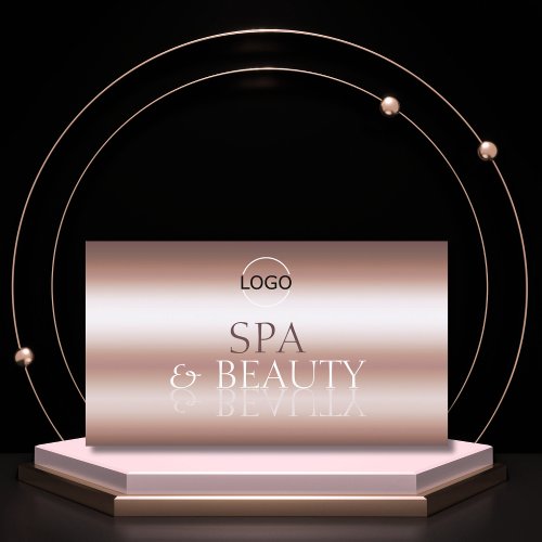 Luxury Rose Gold Stylish Mirror Font with Logo Business Card