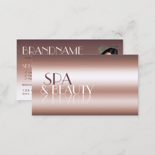 Luxury Rose Gold Stylish Mirror Letters with Photo Business Card