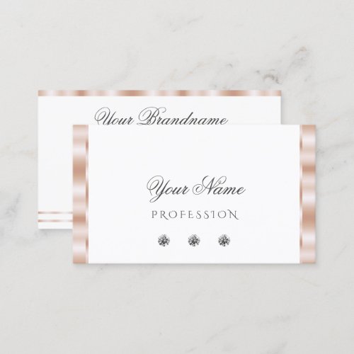 Luxury Rose Gold White Sparkling Jewels Stylish Business Card