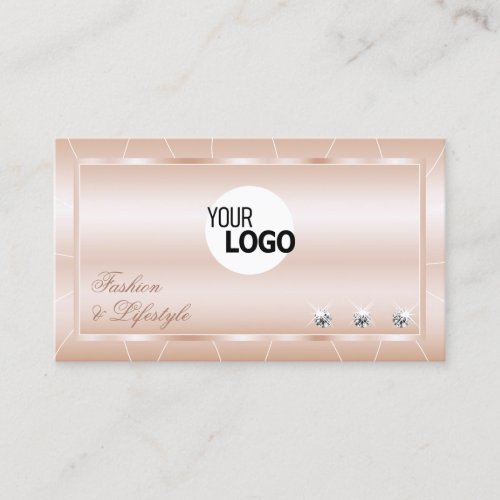 Luxury Rose Gold with Diamonds and Logo Exquisite Business Card