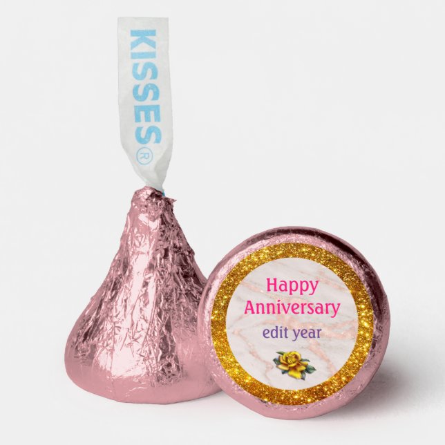 Luxury Rose Pink Blush Glitter Marble Customize Hershey®'s Kisses® (Front)