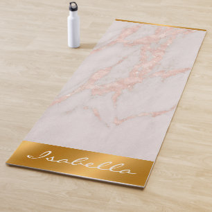 Luxury Rose Pink Blush Glitter Marble Customize Yoga Mat