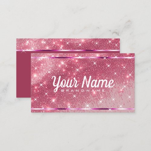 Luxury Rose Pink Glitter Sand Sparkling Stars Chic Business Card