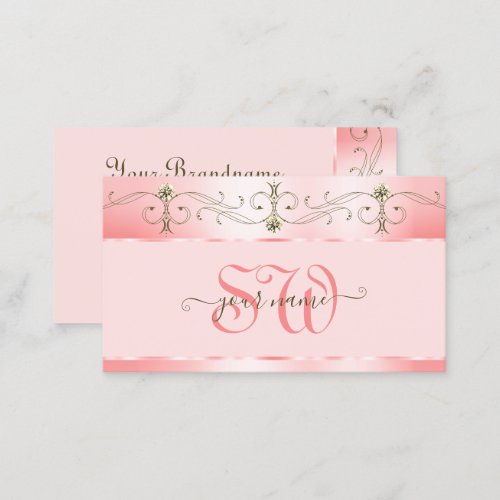 Luxury Rose Pink Ornate Sparkling Jewels Initials Business Card
