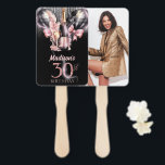 Luxury Rose Wine 30th Birthday Photo Personalized Hand Fan<br><div class="desc">Luxury Rose Wine Adult Birthday design. Matching products can be found in Luxury Wine Adult Birthday collection.
photo:Image by halayalex on Freepik</div>