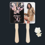 Luxury Rose Wine 30th Birthday Photo Personalized Hand Fan<br><div class="desc">Luxury Rose Wine Adult Birthday design. Matching products can be found in Luxury Wine Adult Birthday collection.
photo:Image by halayalex on Freepik</div>