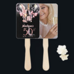 Luxury Rose Wine 50th Birthday Photo Personalized Hand Fan<br><div class="desc">Luxury Rose Wine Adult Birthday design. Matching products can be found in Luxury Wine Adult Birthday collection.
photo: Image by Freepik</div>