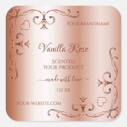 Luxury Rosegold Product Label Ornate Corner Border