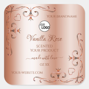 Luxury Rosegold Product Labels Ornate Corners Logo