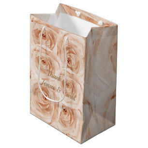 Luxury roses beautiful pink pastel thank you medium gift bag