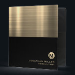 Luxury Round Gold Monogram 3 Ring Binder<br><div class="desc">Elevate your organization game with this luxurious round gold monogram 3-ring binder. The elegant design features a stunning gold monogram on a sleek black brushed background, making it the perfect accessory for any stylish office or workspace. The binder is made with high-quality materials and features durable metal rings. Personalize it...</div>