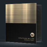 Luxury Round Gold Monogram 3 Ring Binder<br><div class="desc">Elevate your organization game with this luxurious round gold monogram 3-ring binder. The elegant design features a stunning gold monogram on a sleek black brushed background, making it the perfect accessory for any stylish office or workspace. The binder is made with high-quality materials and features durable metal rings. Personalize it...</div>