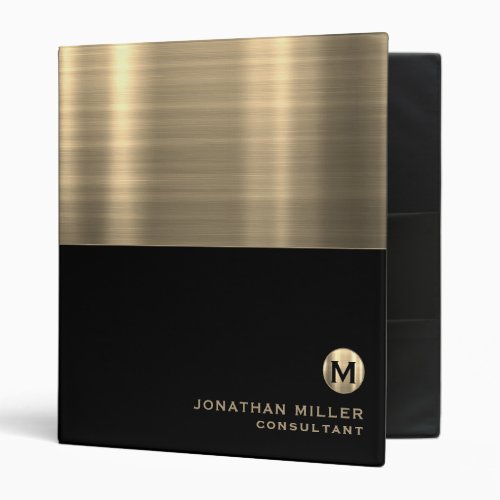 Luxury Round Gold Monogram 3 Ring Binder