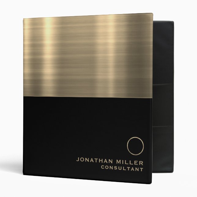 Luxury Round Gold Monogram 3 Ring Binder (Front/Inside)