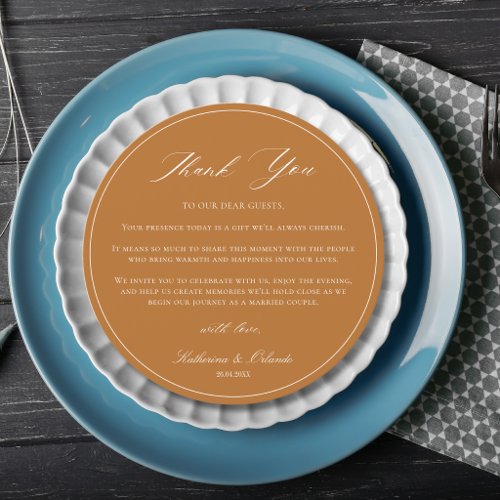 Luxury Round Wedding Place Setting Thank You Card