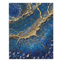 Luxury Royal Blue and Gold Geode Canvas Art 11x14