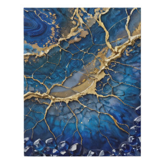 Luxury Royal Blue and Gold Geode Canvas Art 11x14