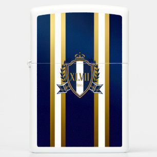 Luxury Royal Blue and White Monogram Zippo Lighter
