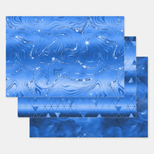 Luxury Royal Blue Background Wrapping Paper Sheets