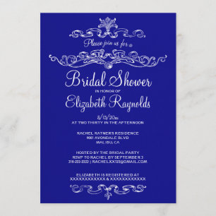 Luxury Royal Blue Bridal Shower Invitations