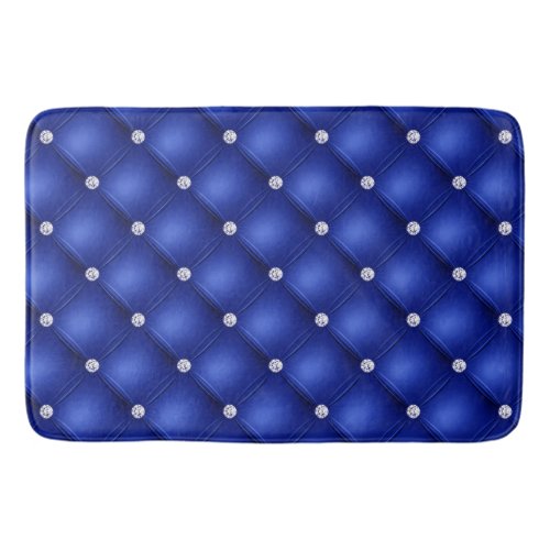 Luxury Royal Blue Diamond Tufted Pattern Bath Mat