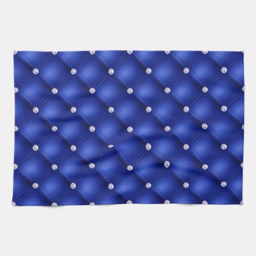 Luxury Royal Blue Diamond Tufted Pattern Kitchen Towel