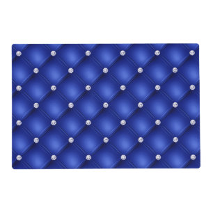 Luxury Royal Blue Diamond Tufted Pattern Placemat