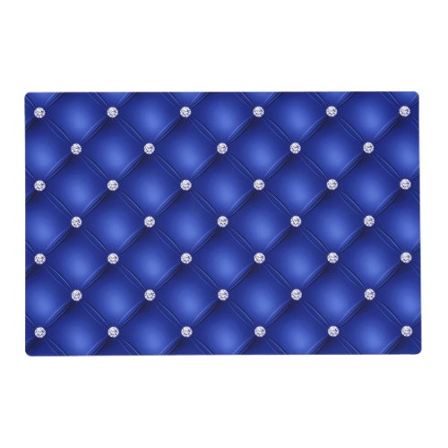 Luxury Royal Blue Diamond Tufted Pattern Placemat
