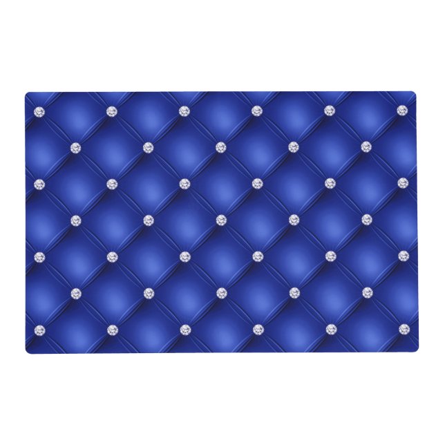 Luxury Royal Blue Diamond Tufted Pattern Placemat (Front)