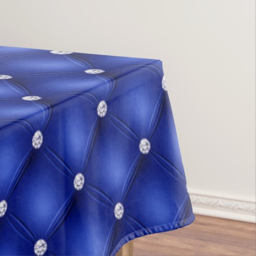 Luxury Royal Blue Diamond Tufted Pattern Tablecloth