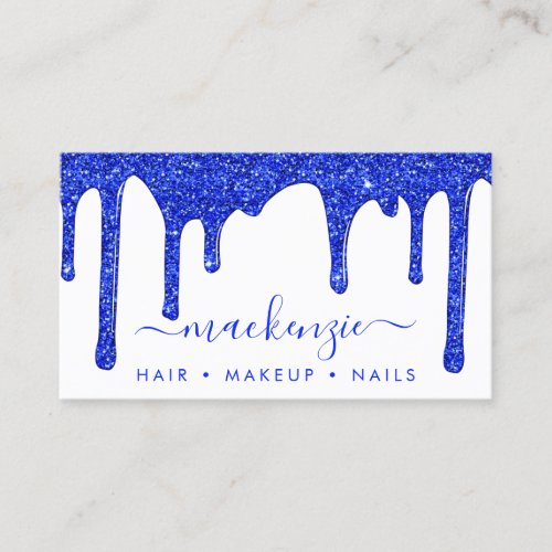 Luxury Royal Blue Dripping Glitter Business Card