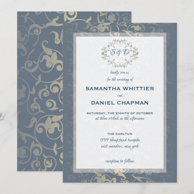 Luxury Royal Elegant damask design Invitation (Front/Back)