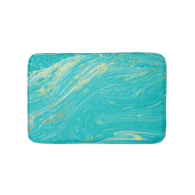 Luxury royal elegant Marble Gold Blue Bath Mat (Front)