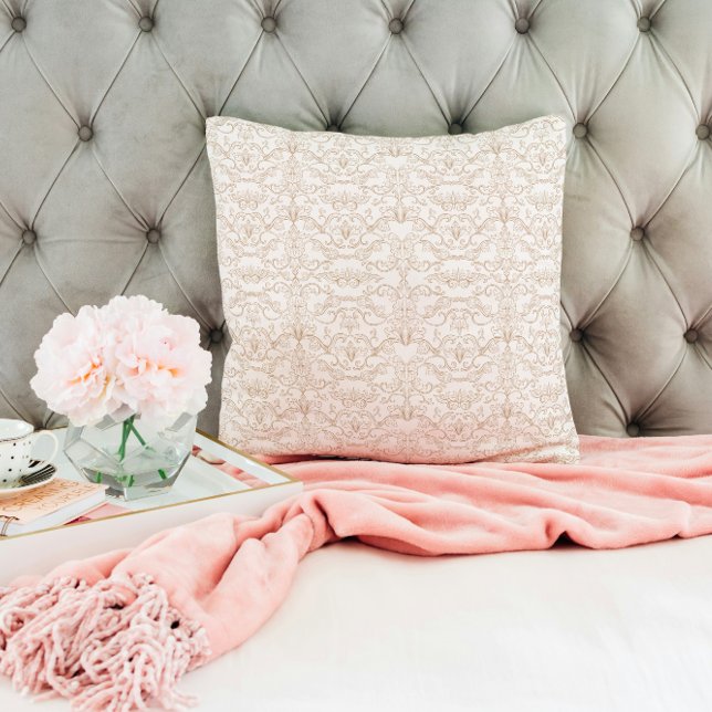 Luxury Royal Gold Baroque Damask Throw Pillow (Creator Uploaded)