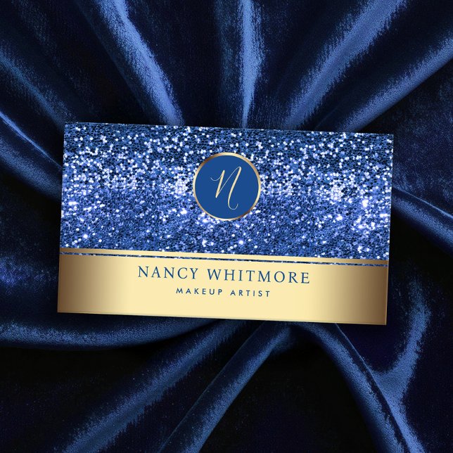 Luxury Royal Gold & Blue Glitter Elegant Business Card (Creator Uploaded)