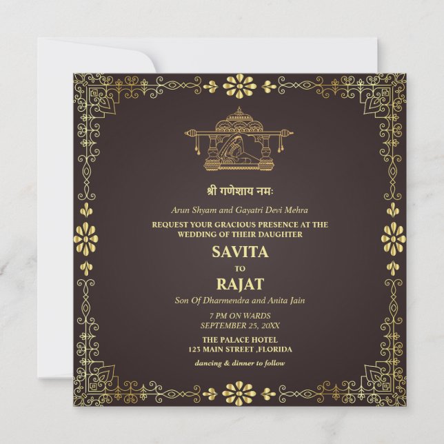 Luxury Royal Indian Wedding Invitation  (Front)
