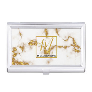 Luxury Royal Marble Gold Monogram Business design Business Card Case