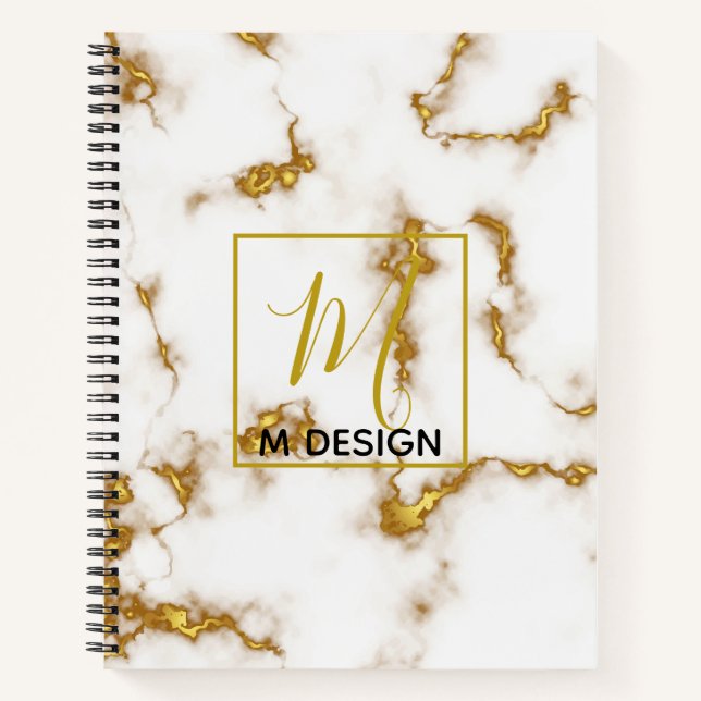 Luxury Royal Marble Gold Monogram Business design Notebook (Front)