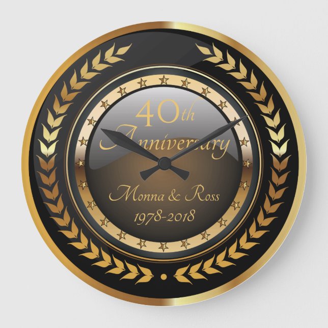 Luxury Royal Metallic Gold Wedding Anniversary Large Clock (Front)