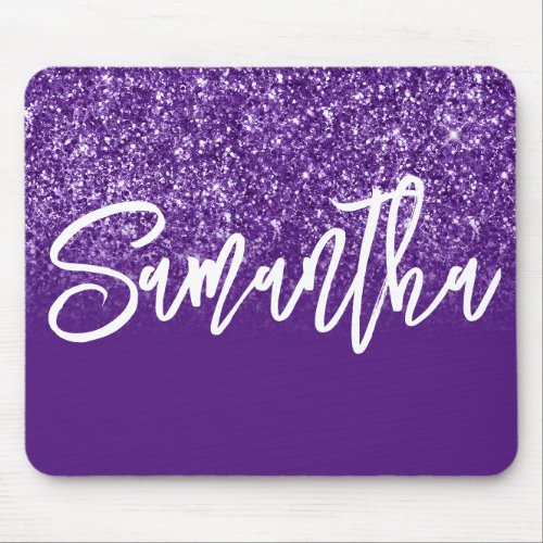 Luxury Royal Purple Glitter Ombre Personalized Mouse Pad