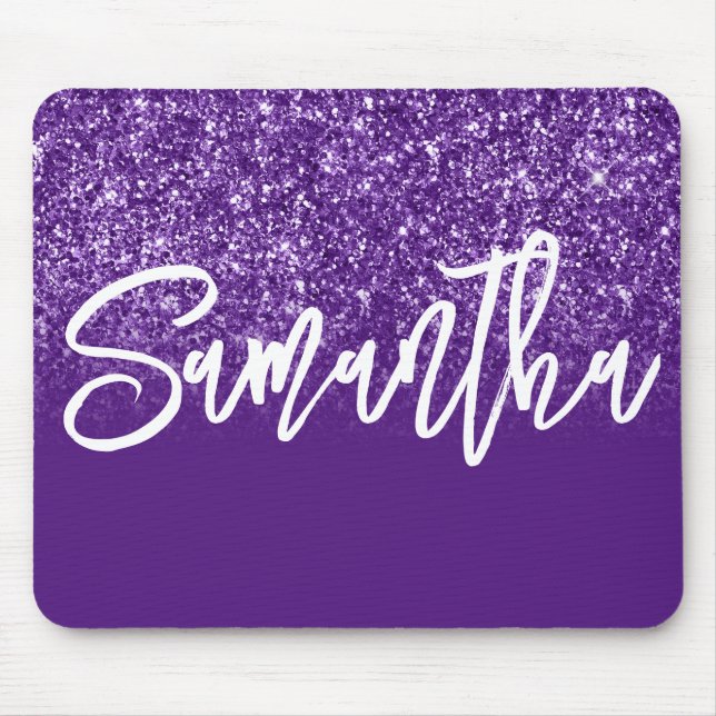 Luxury Royal Purple Glitter Ombre Personalized Mouse Pad (Front)