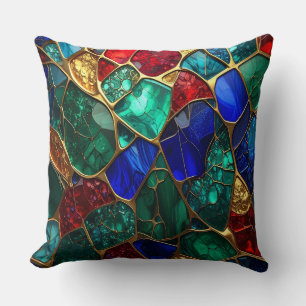 Luxury Royal Stained Glass & Gold Mosaic Pillows