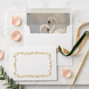 Luxury Royal White and Gold Elegant Floral Wedding Envelope