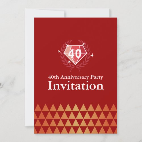 Luxury Ruby Gems 40th Anniversary Party Invites 5" X 7" Invitation Card