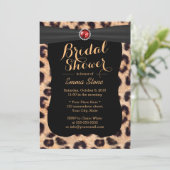 Luxury Ruby Gems Leopard Print Bridal Shower Invitation (Standing Front)