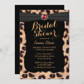 Luxury Ruby Gems Leopard Print Bridal Shower Invitation (Front/Back)