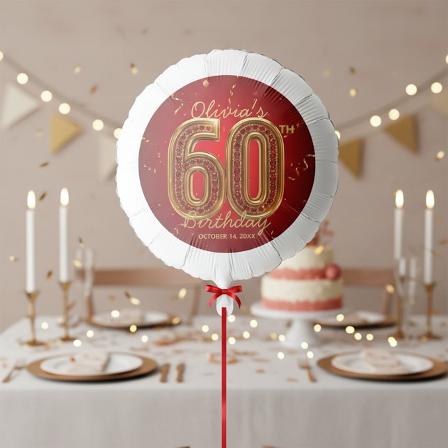 Luxury Ruby Red and Gold Gemstone 60 Birthday Balloon (Creator Uploaded)