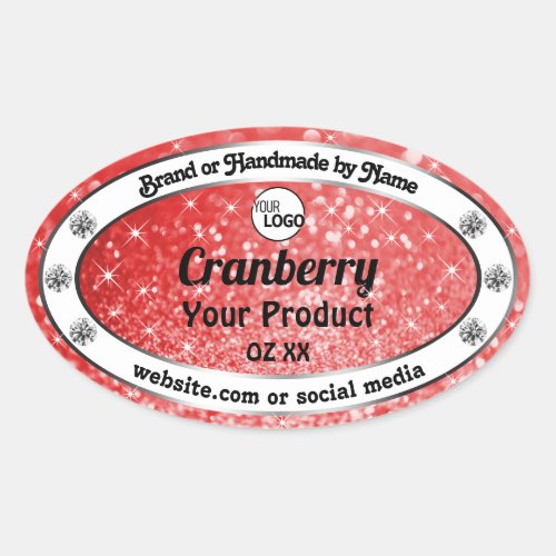 Luxury Ruby Red Sparkle Glitter Product Label Logo